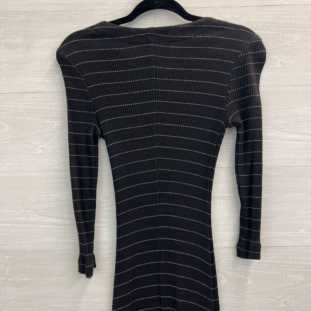 My Michelle Black /Silver Stripe Long Sleeve Maxi Dress 9/10