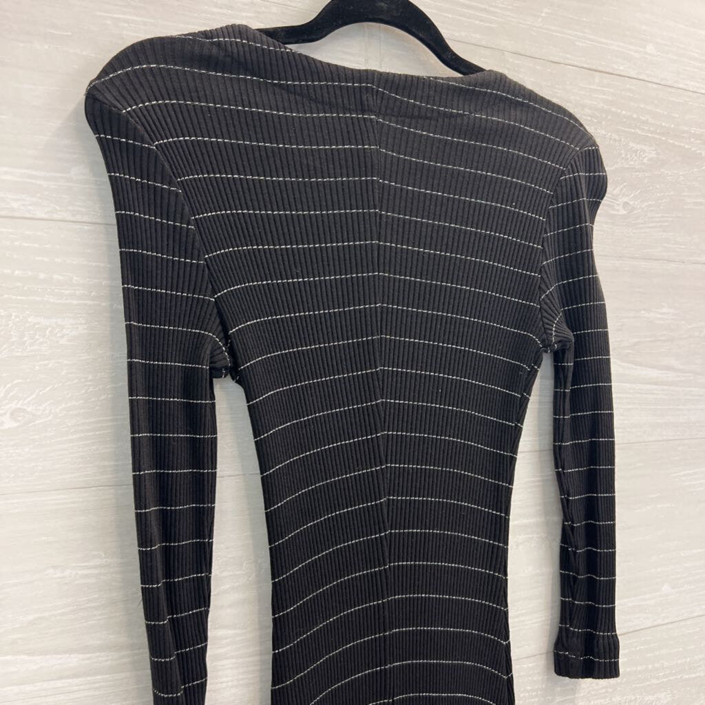 My Michelle Black /Silver Stripe Long Sleeve Maxi Dress 9/10