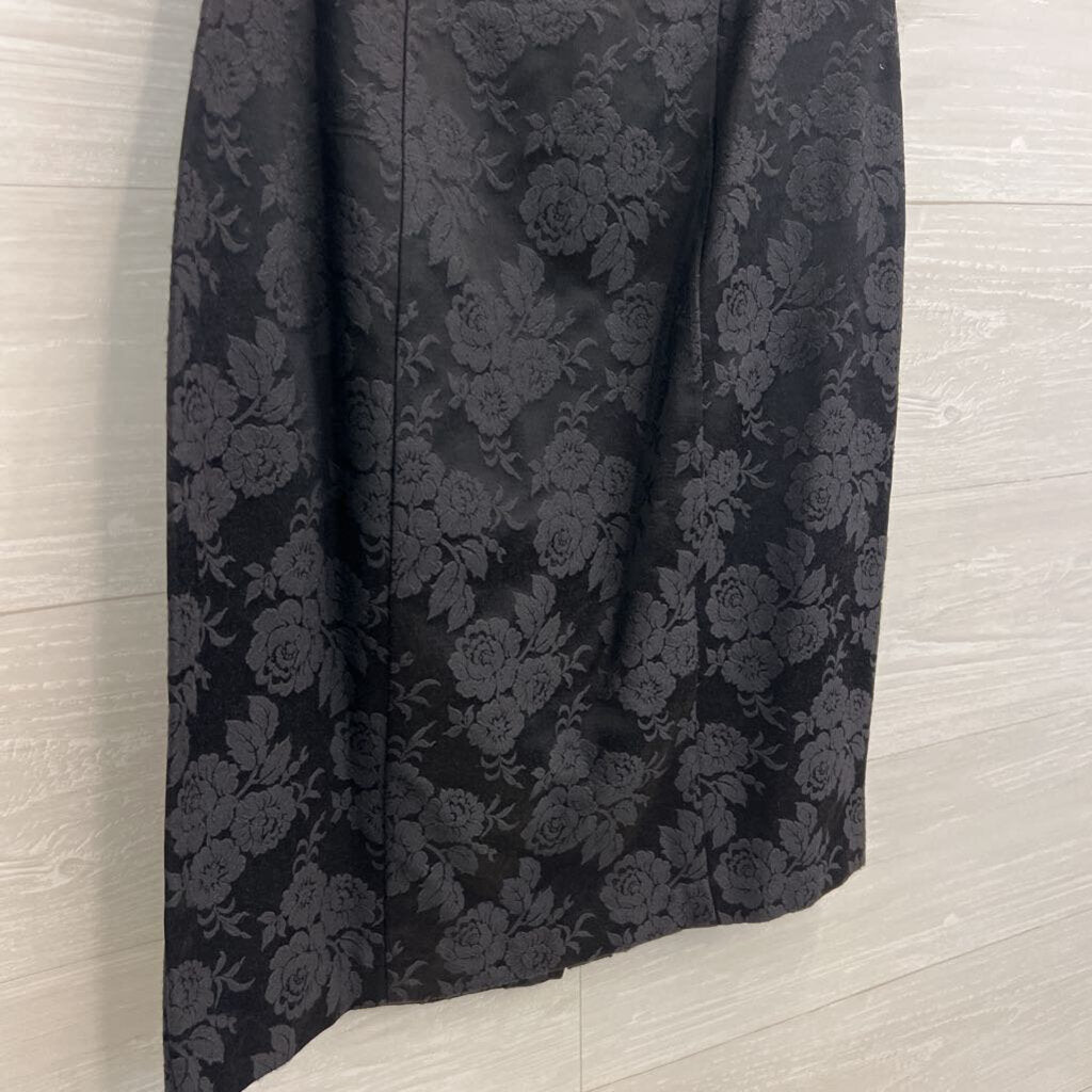 Vintage All That Jazz Black Floral Brocade Off Shoulder Dress Medium