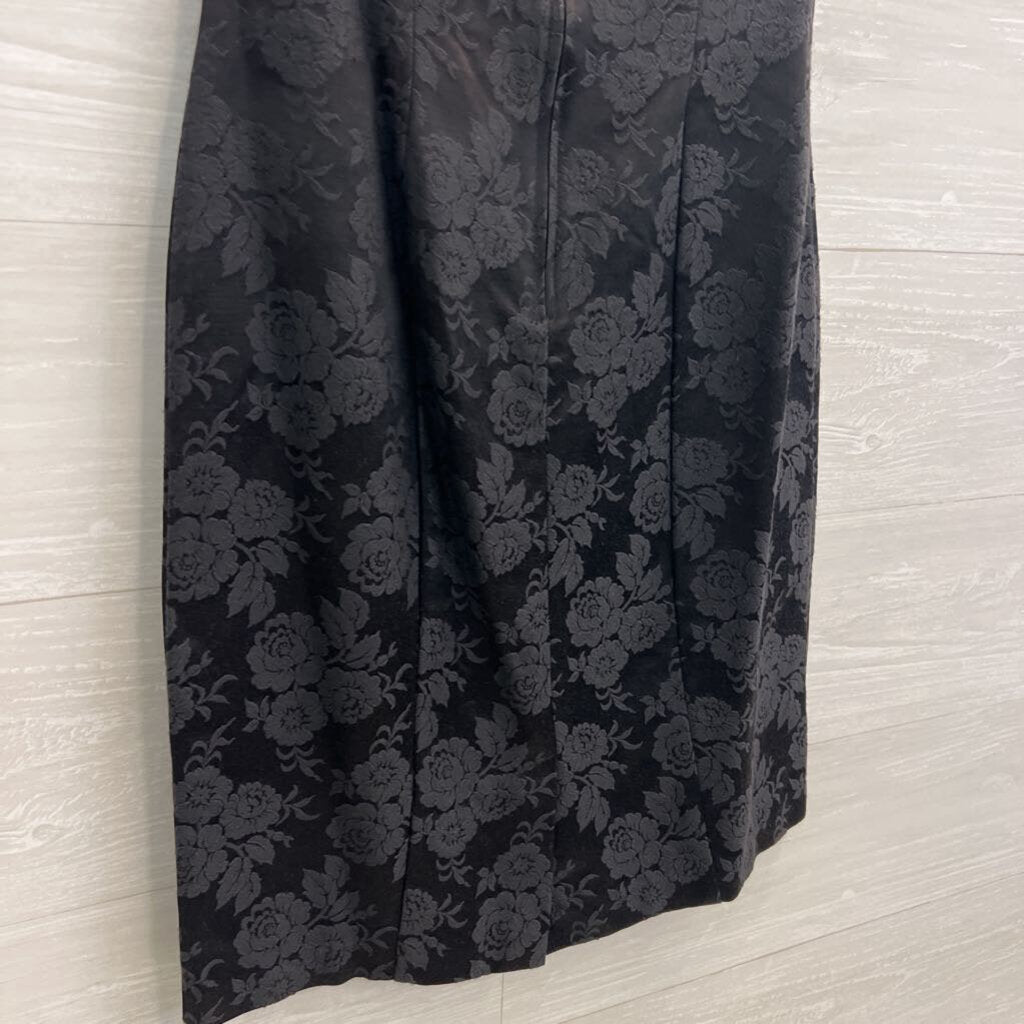 Vintage All That Jazz Black Floral Brocade Off Shoulder Dress Medium