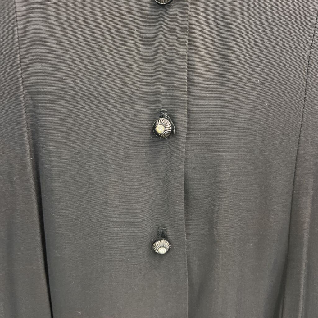 Vintage Marmie West Black Long Sleeve Button Front Maxi Dress 7/8