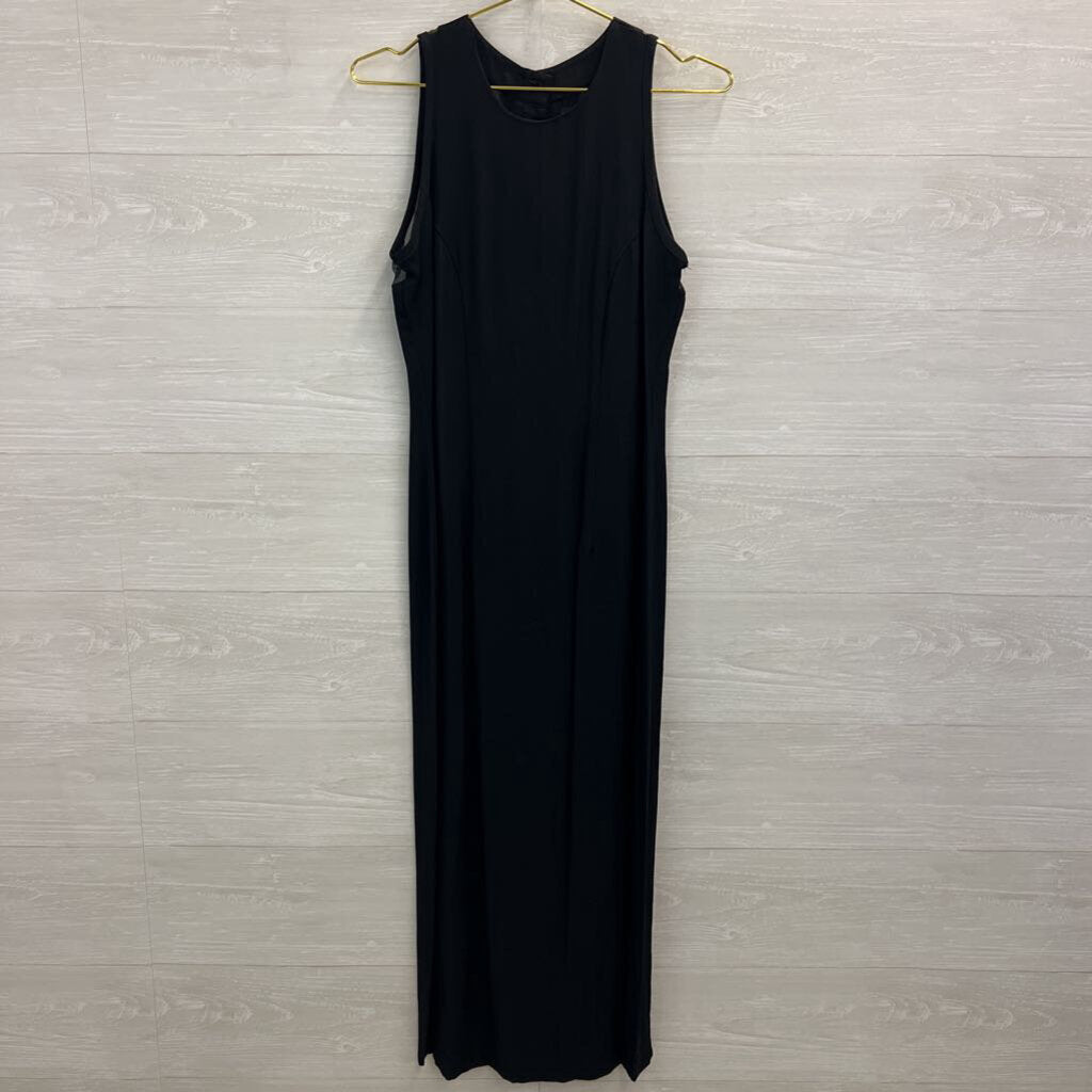 Vintage All That Jazz Black Sheer Top Bow Detail Maxi Dress 7/8