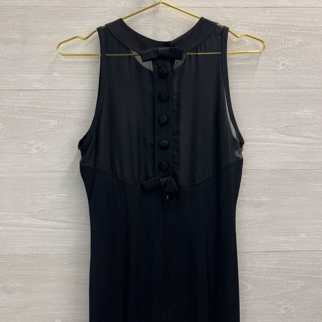 Vintage All That Jazz Black Sheer Top Bow Detail Maxi Dress 7/8