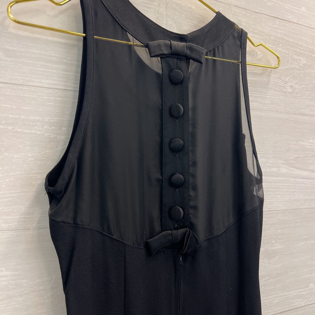 Vintage All That Jazz Black Sheer Top Bow Detail Maxi Dress 7/8