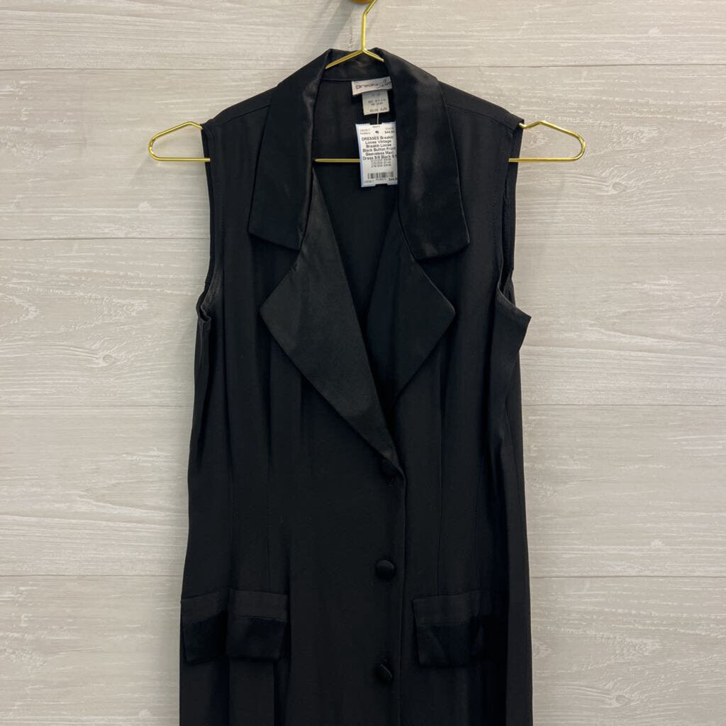 Vintage Breakin Loose Black Button Front Sleeveless Maxi Dress 5/6