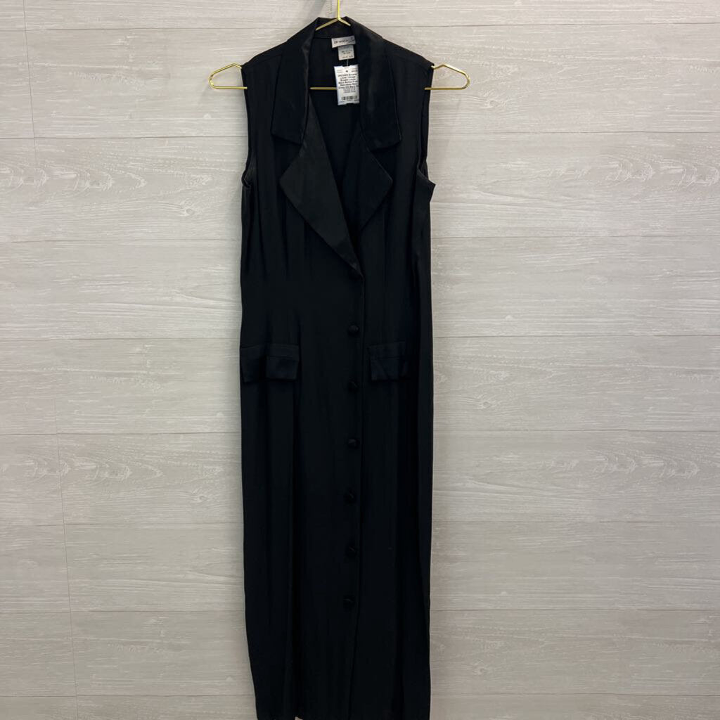 Vintage Breakin Loose Black Button Front Sleeveless Maxi Dress 5/6