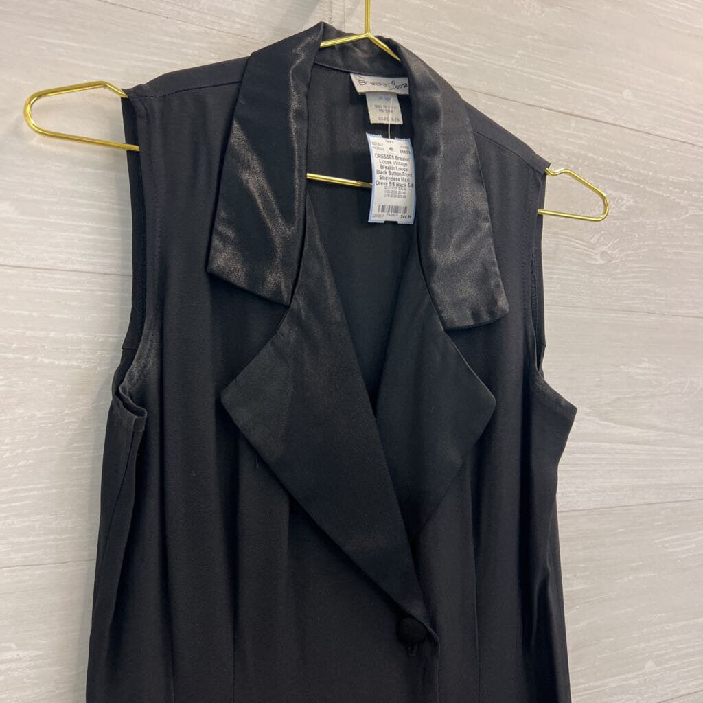 Vintage Breakin Loose Black Button Front Sleeveless Maxi Dress 5/6