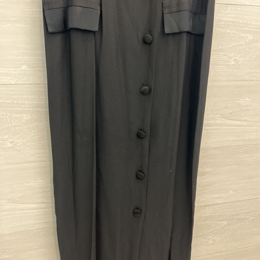 Vintage Breakin Loose Black Button Front Sleeveless Maxi Dress 5/6