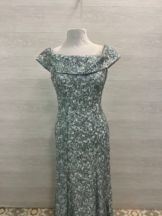 Jeanne Alexander Mint Green Sequin Lace Off Shoulder Long Formal Dress 10