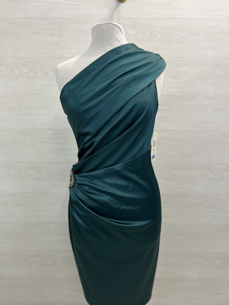 Eliza J Green Silky One Shoulder Short Formal Dress 12