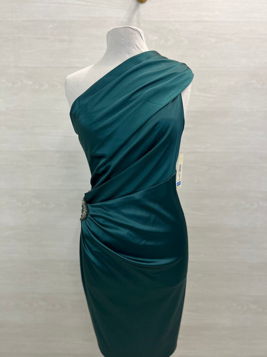 Eliza J Green Silky One Shoulder Short Formal Dress 12