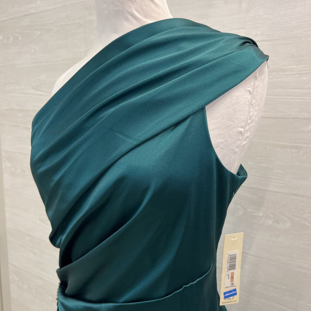 Eliza J Green Silky One Shoulder Short Formal Dress 12