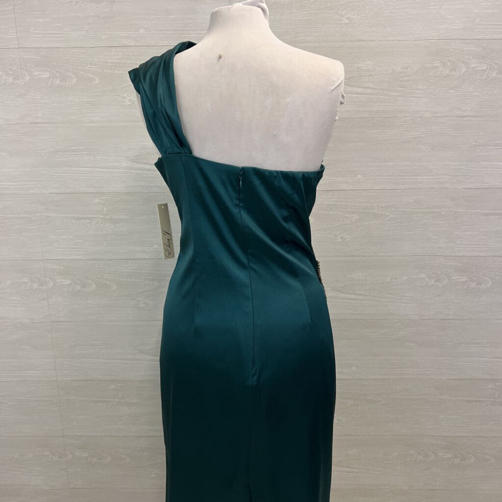 Eliza J Green Silky One Shoulder Short Formal Dress 12