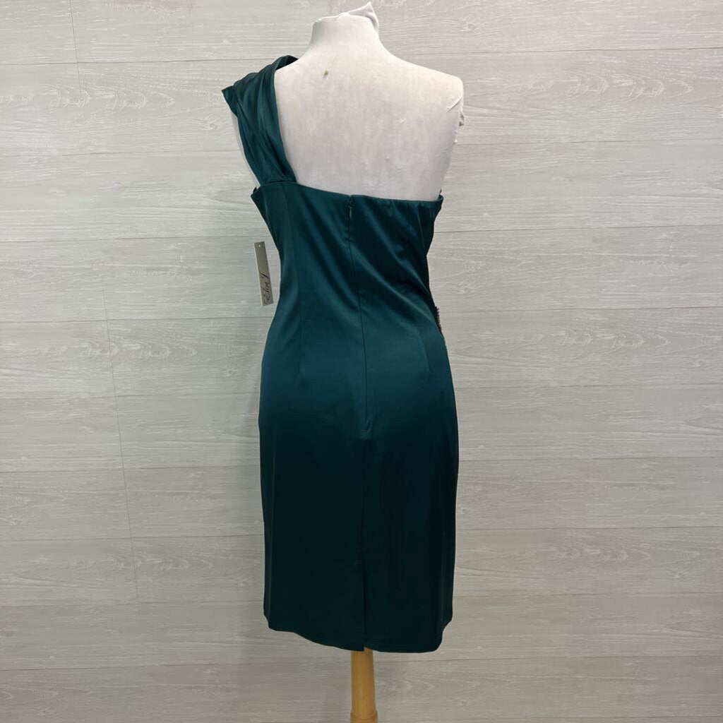 Eliza J Green Silky One Shoulder Short Formal Dress 12