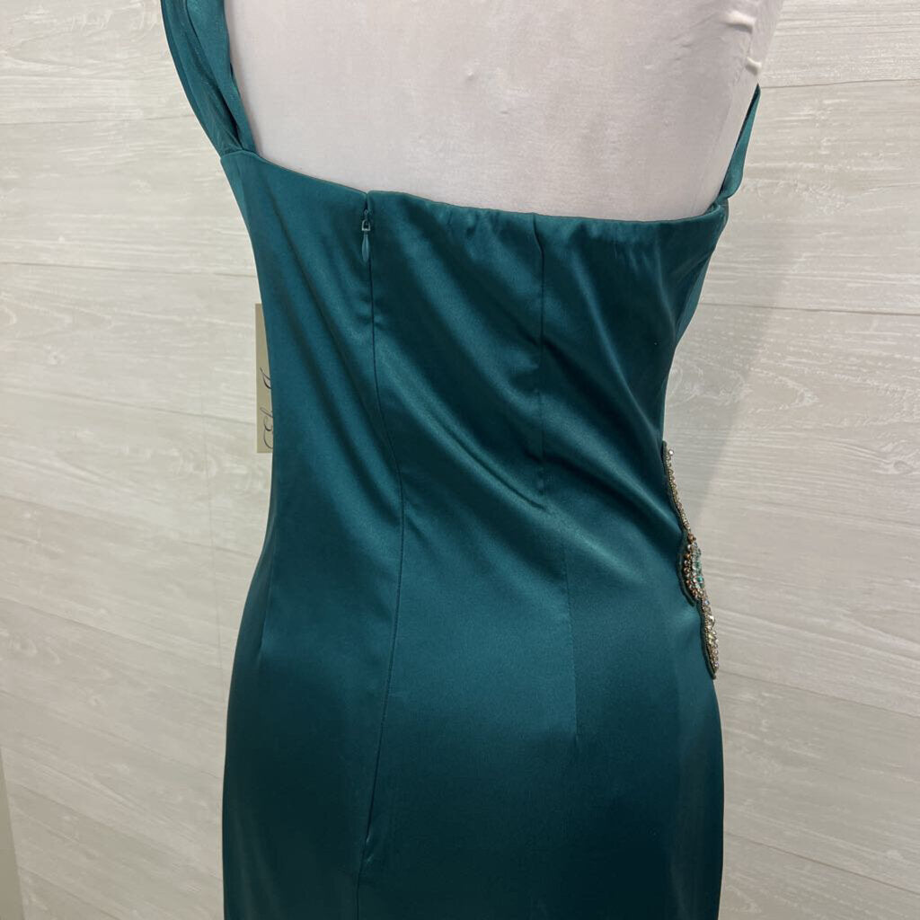 Eliza J Green Silky One Shoulder Short Formal Dress 12