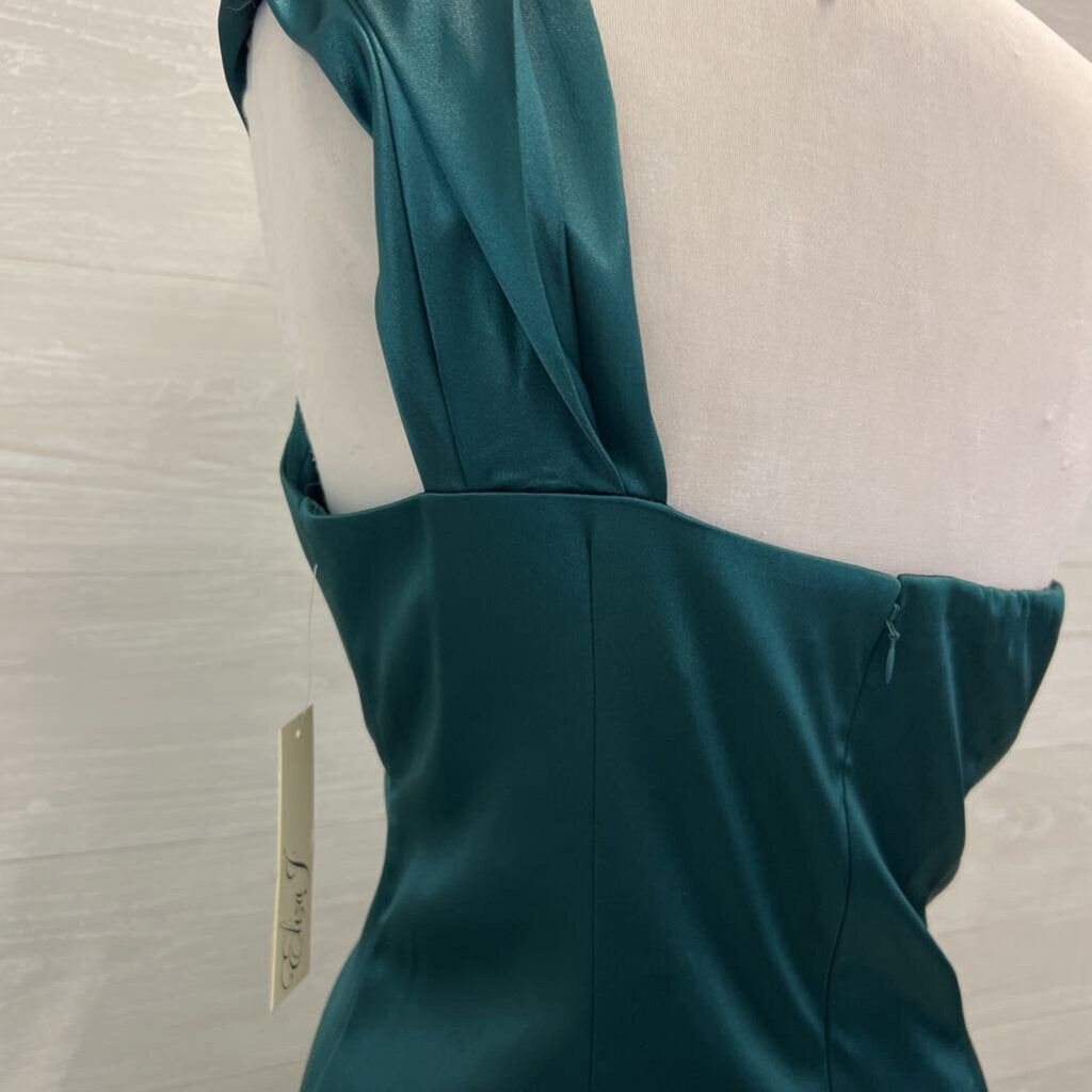 Eliza J Green Silky One Shoulder Short Formal Dress 12
