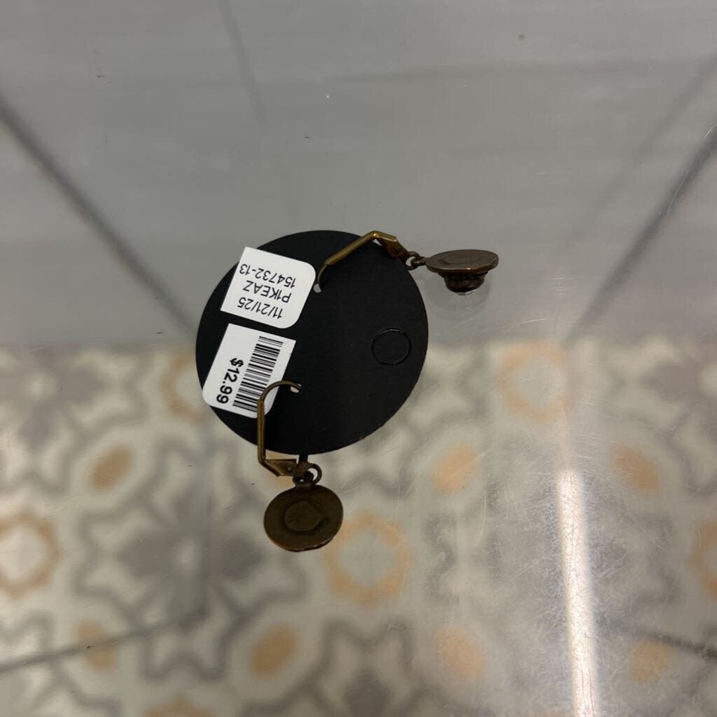 Bronze/ Rhinestone Dainty Drop Earrings