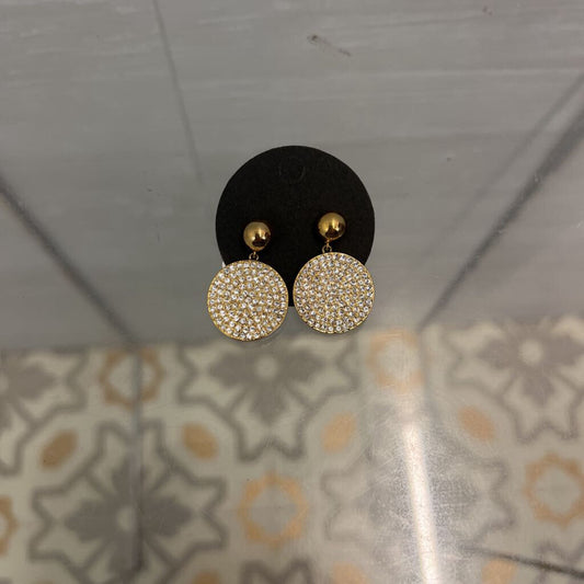 Gold/ Rhinestone Circle Drop Earrings