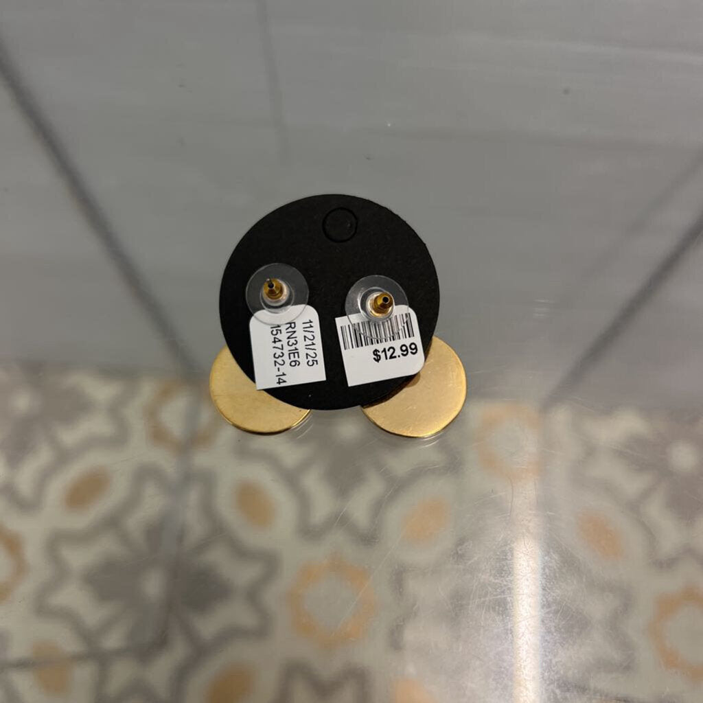 Gold/ Rhinestone Circle Drop Earrings