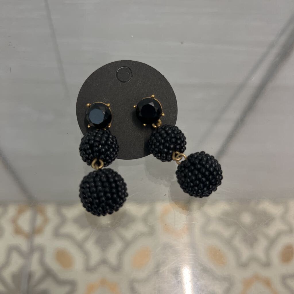 Black Beaded Ball Drop Earrings