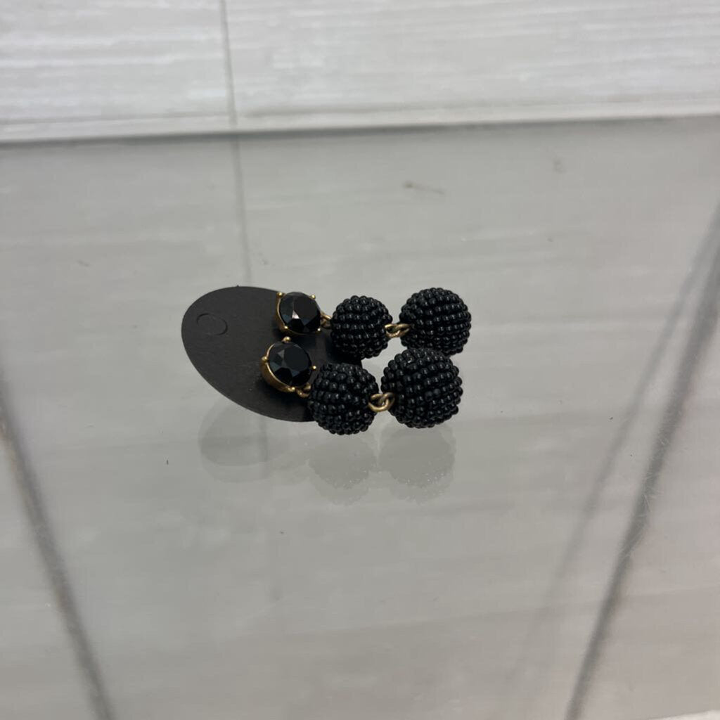 Black Beaded Ball Drop Earrings