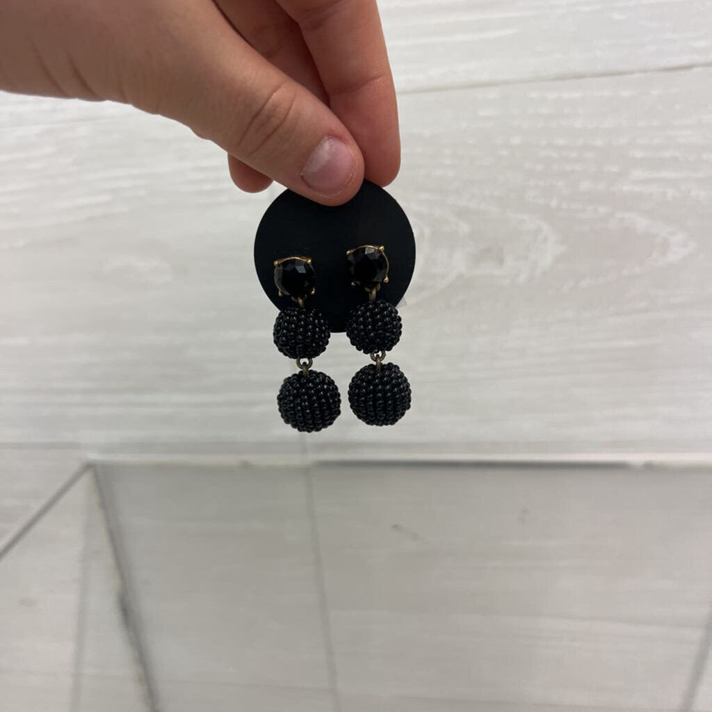 Black Beaded Ball Drop Earrings