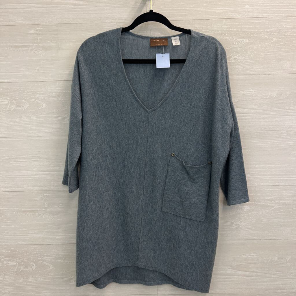 Kerisma Blue Knit V Neck Slounchy Long Sleeve Top Small/ Medium