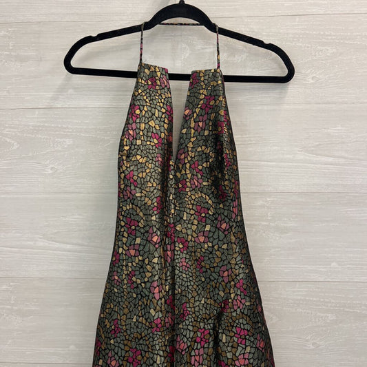 David Meister Black/ Multi Metallic Print Halter Neck Dress 4
