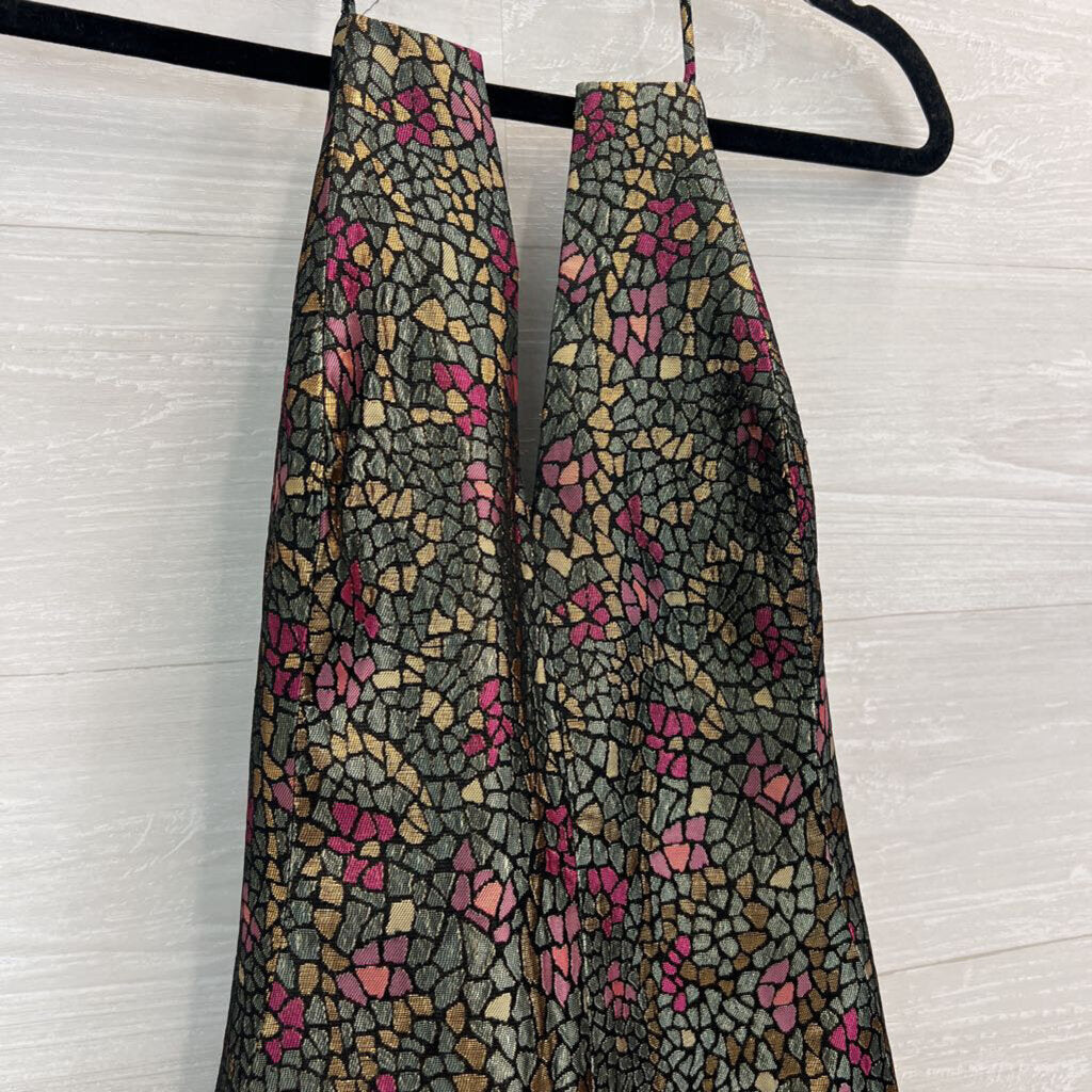 David Meister Black/ Multi Metallic Print Halter Neck Dress 4