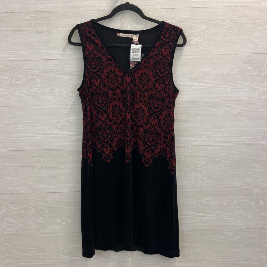Chelsea and Violet Black/ Red Print Tank Dress Large