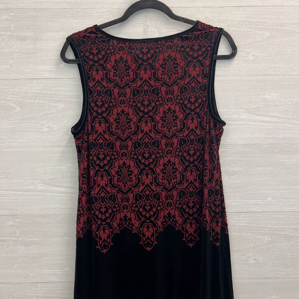 Chelsea and Violet Black/ Red Print Tank Dress Large