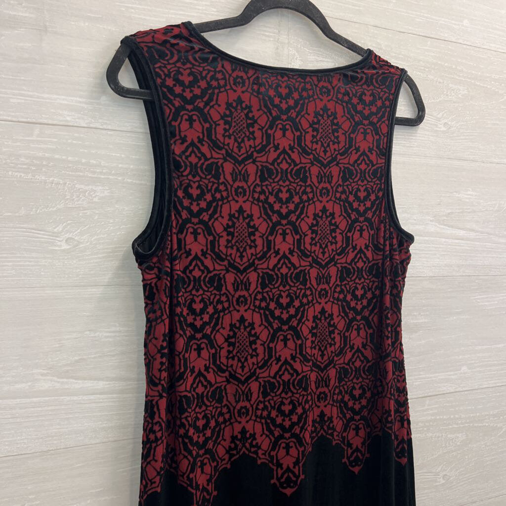 Chelsea and Violet Black/ Red Print Tank Dress Large
