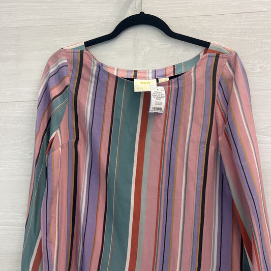Maeve Pink/ Multi Striped Long Sleeve Top 8 Petite
