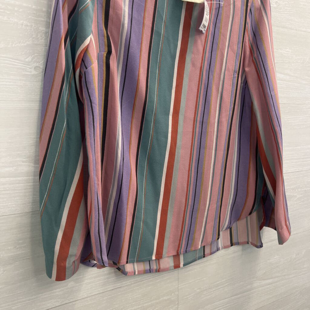 Maeve Pink/ Multi Striped Long Sleeve Top 8 Petite