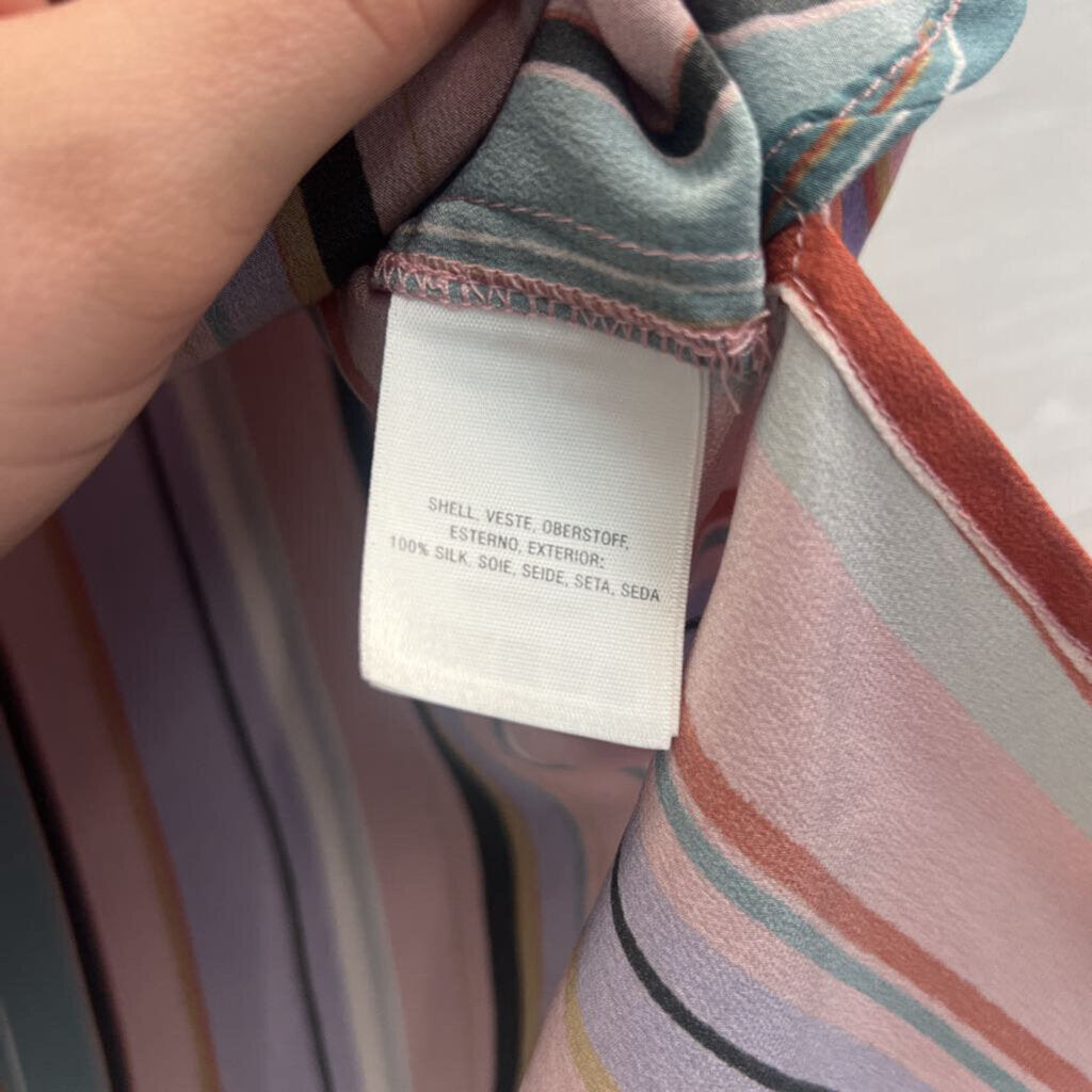 Maeve Pink/ Multi Striped Long Sleeve Top 8 Petite