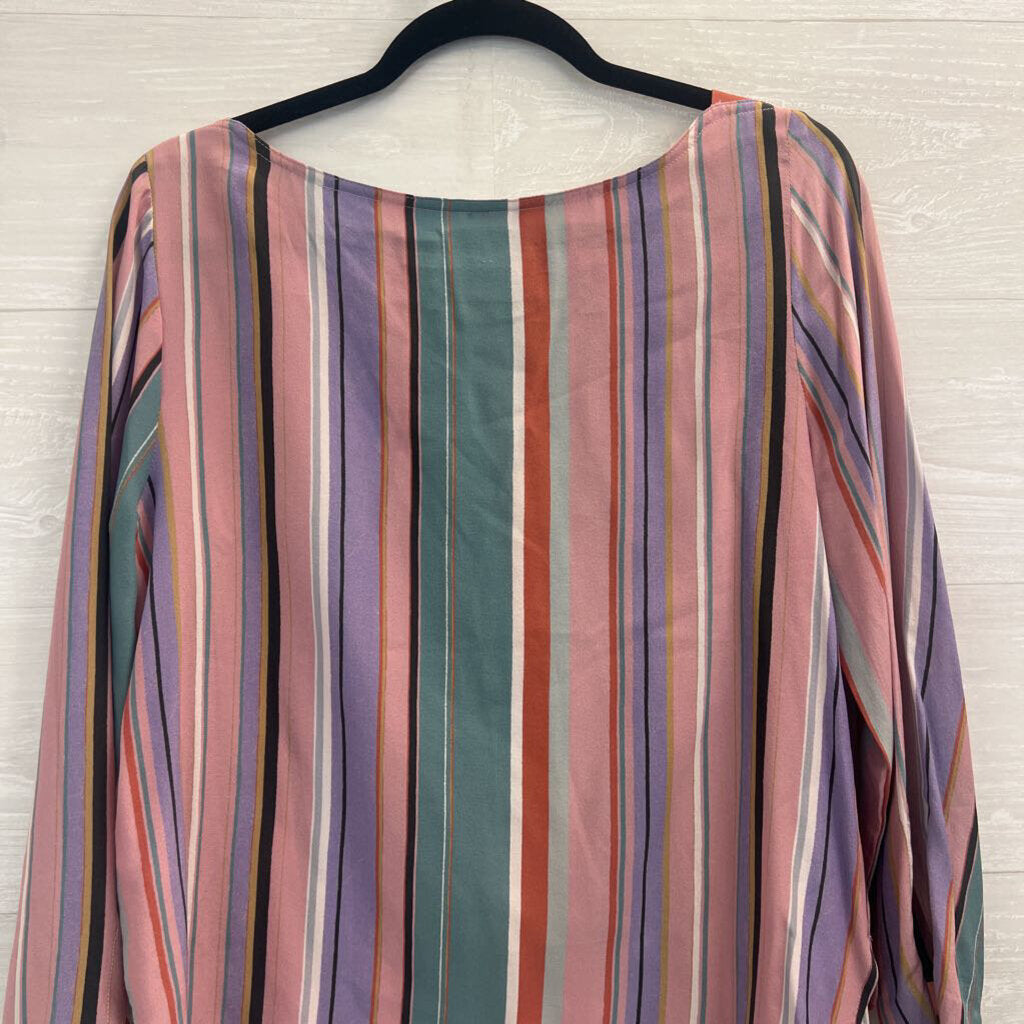 Maeve Pink/ Multi Striped Long Sleeve Top 8 Petite