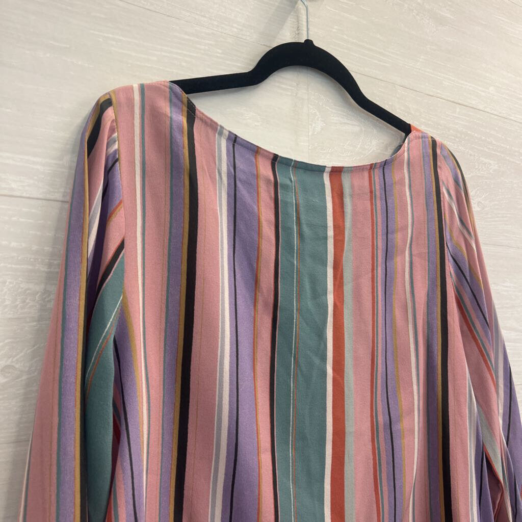 Maeve Pink/ Multi Striped Long Sleeve Top 8 Petite