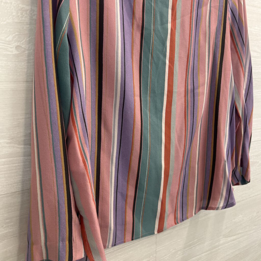 Maeve Pink/ Multi Striped Long Sleeve Top 8 Petite