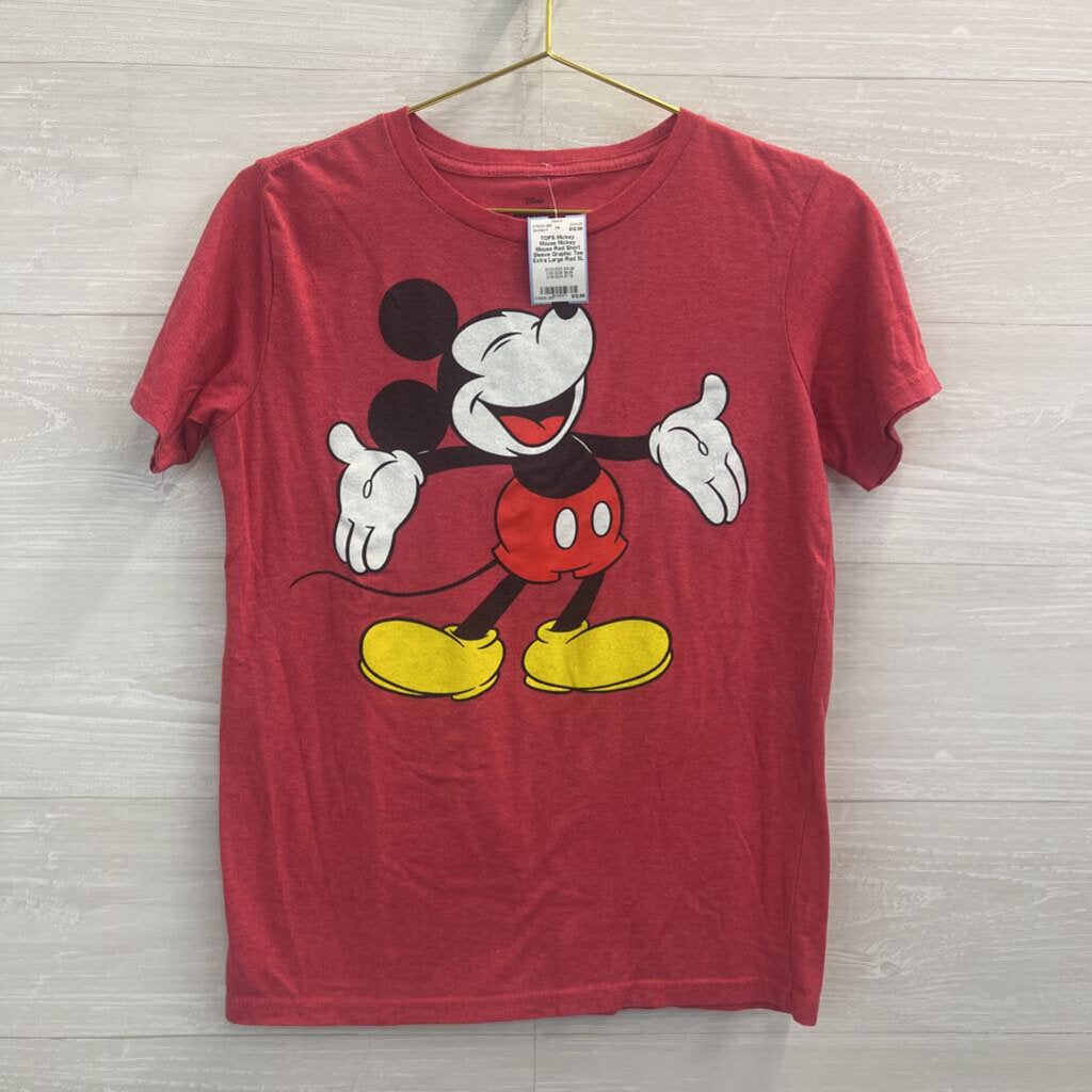 Mickey Mouse Red Short Sleeve Graphic Tee Extra Large