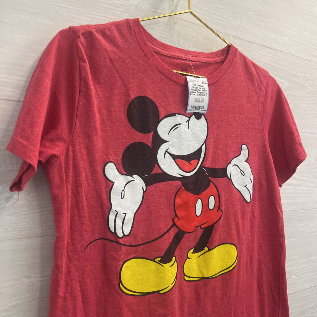 Mickey Mouse Red Short Sleeve Graphic Tee Extra Large