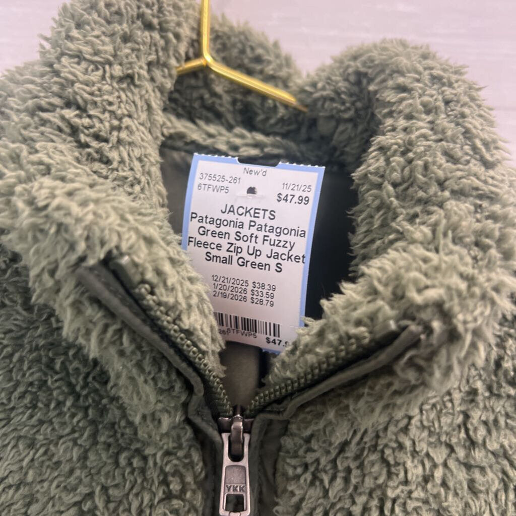 Patagonia Green Soft Fuzzy Fleece Zip Up Jacket Small