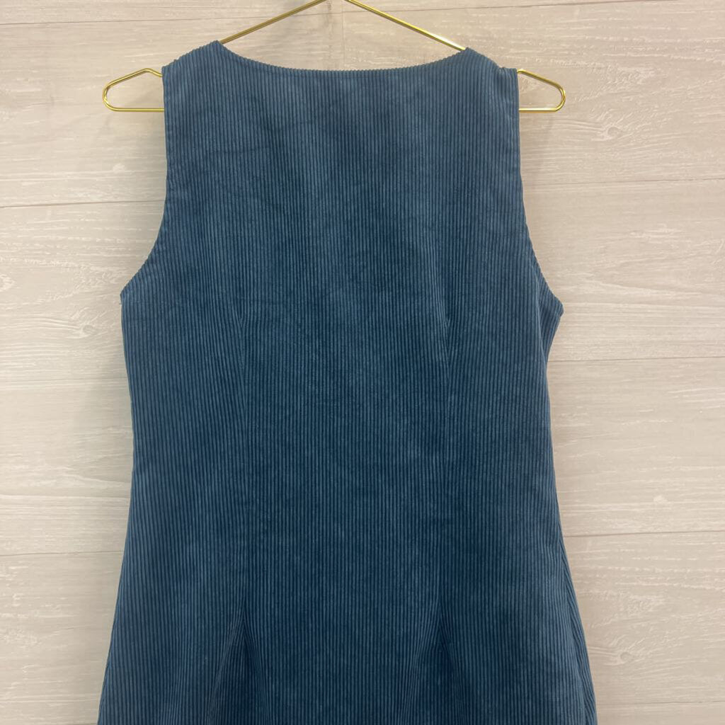 Nasty Gal Blue Corduroy Button Front Sleeveless Dress 8