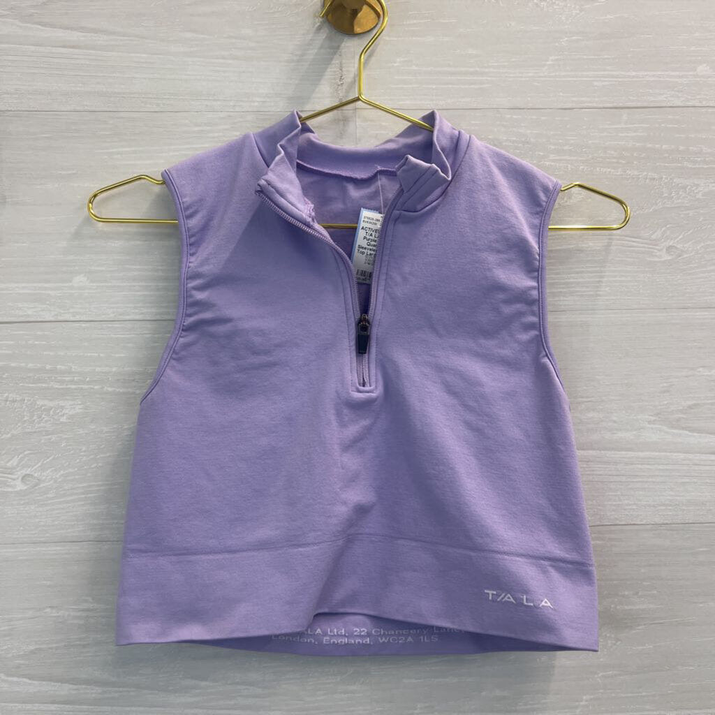 T/A LA Purple Cropped Quarter Zip Sleeveless Athletic Top Large