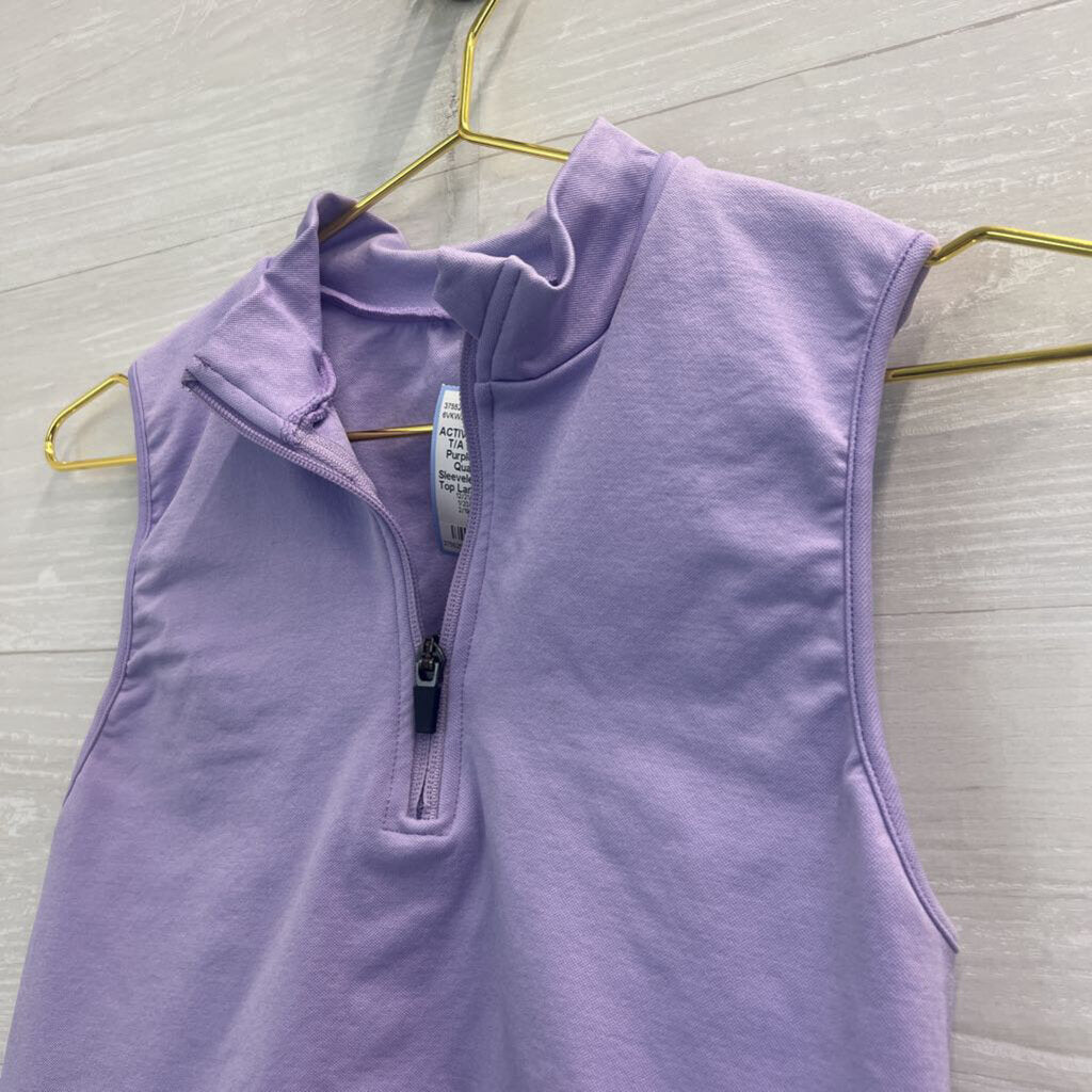 T/A LA Purple Cropped Quarter Zip Sleeveless Athletic Top Large
