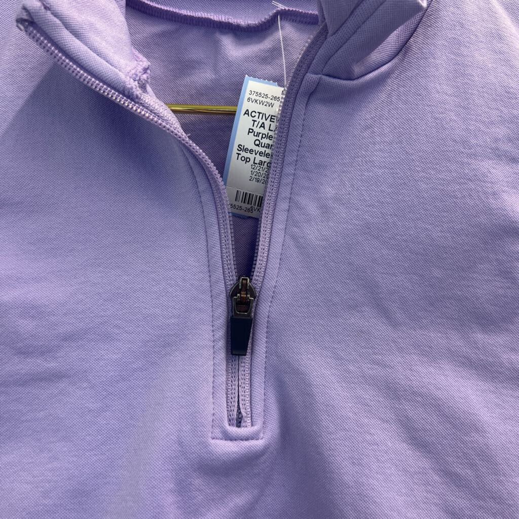 T/A LA Purple Cropped Quarter Zip Sleeveless Athletic Top Large