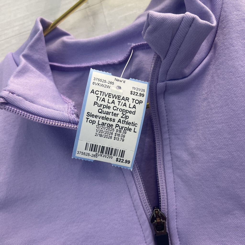 T/A LA Purple Cropped Quarter Zip Sleeveless Athletic Top Large