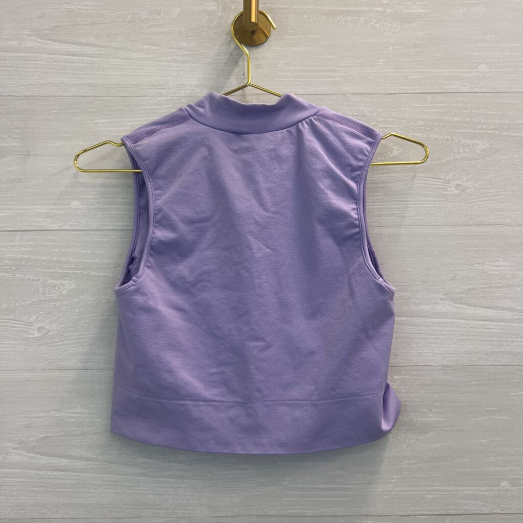 T/A LA Purple Cropped Quarter Zip Sleeveless Athletic Top Large