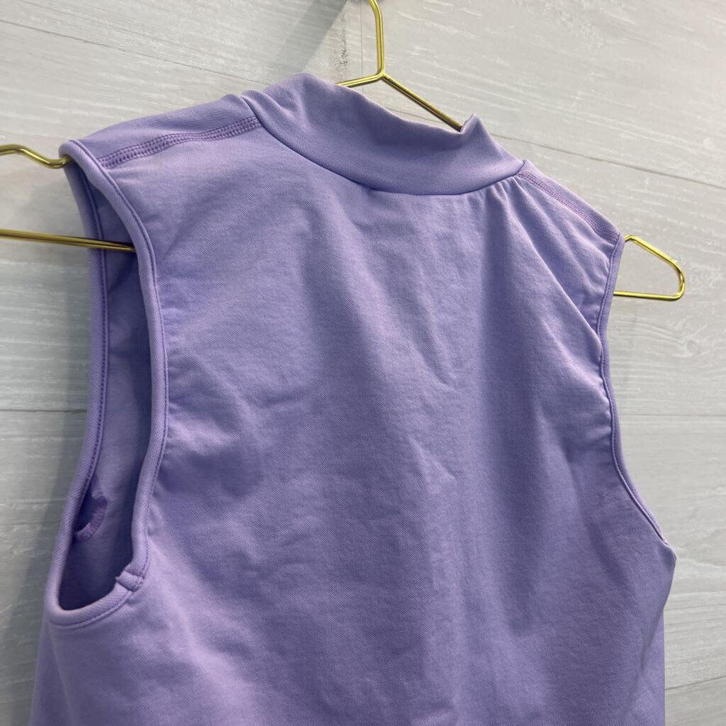 T/A LA Purple Cropped Quarter Zip Sleeveless Athletic Top Large