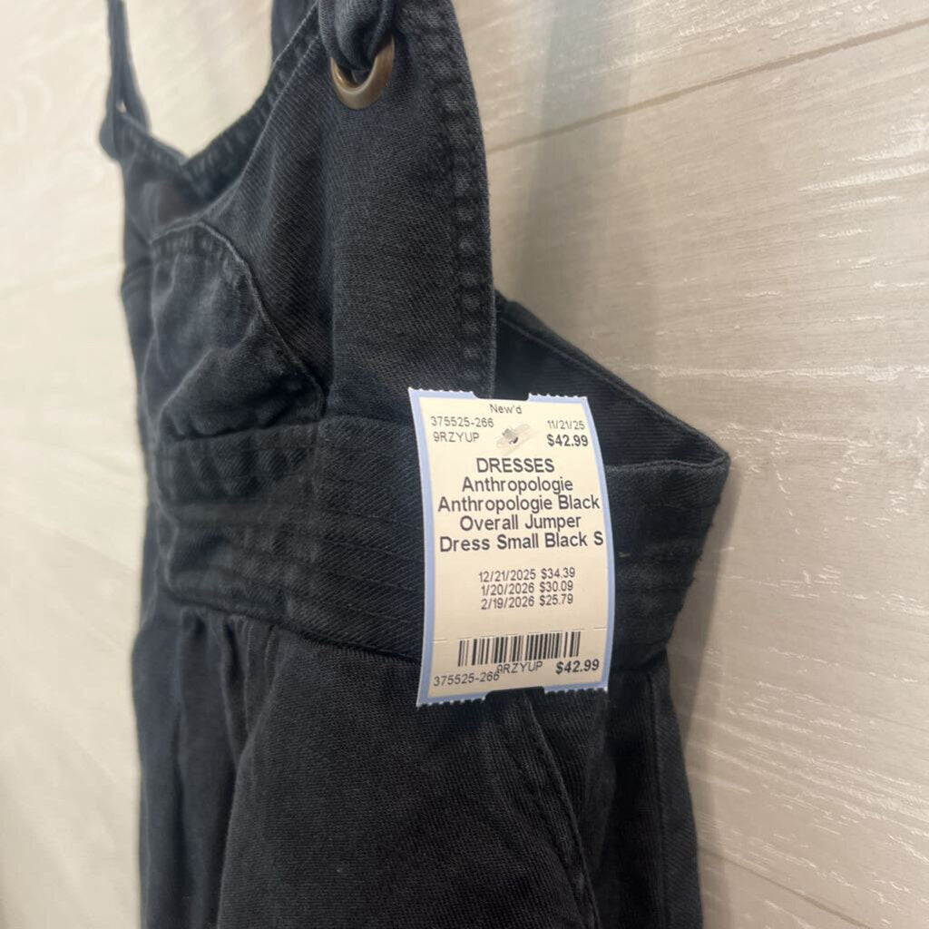 Anthropologie Black Overall Jumper Dress Small