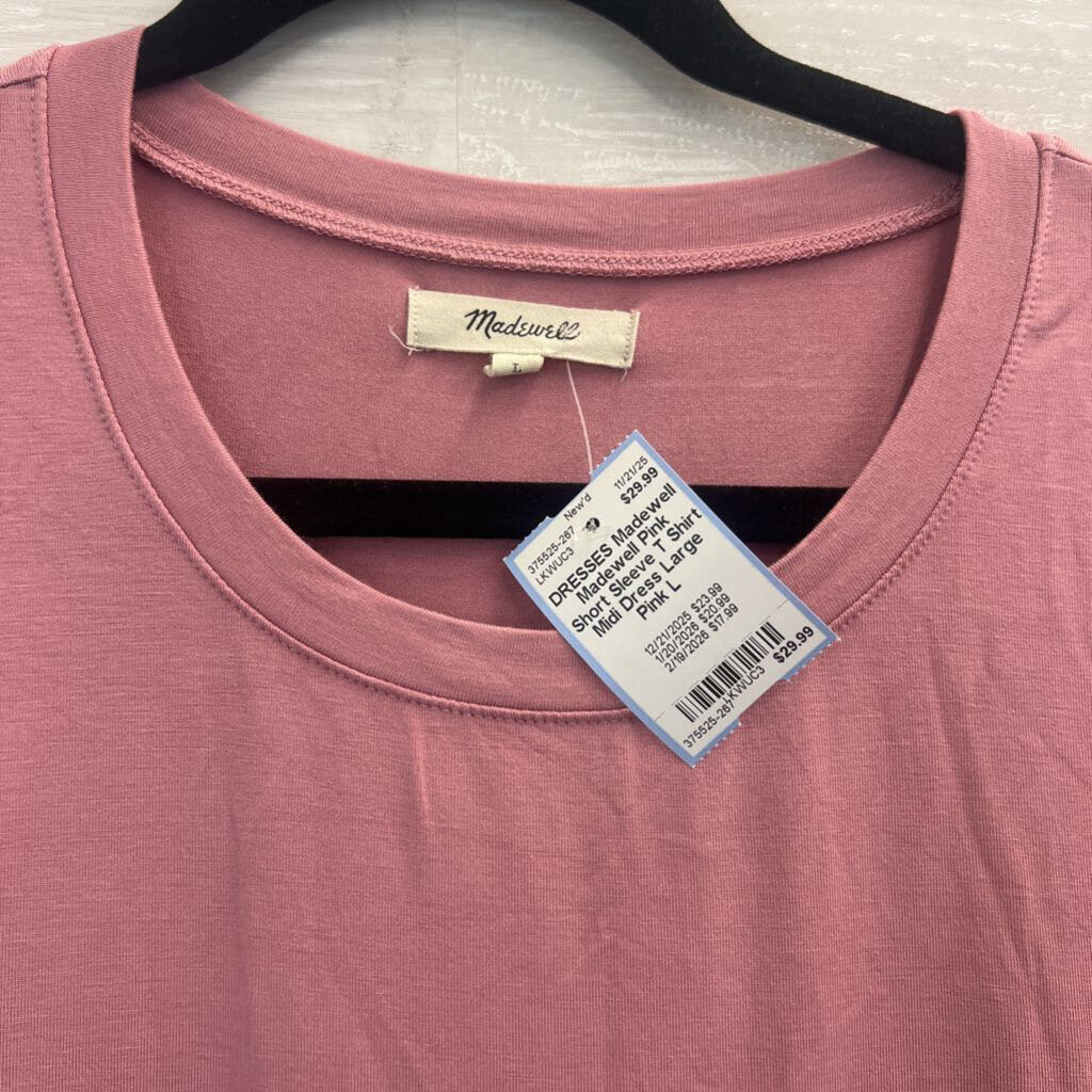 Madewell Pink Short Sleeve T Shirt Midi Dress Large